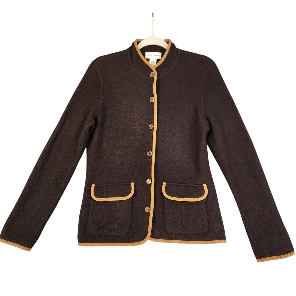 Rena Rowan Womens Vintage Boiled Wool Jacket Size Small Brown Equestrian Preppy